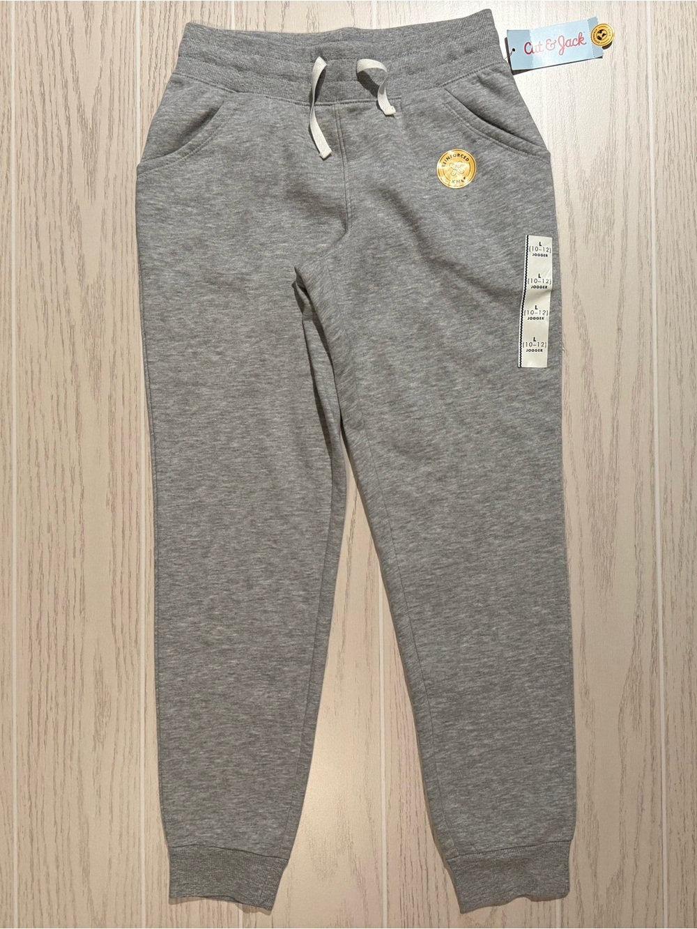Cat & Jack Boys 10-12 Gray Fleece Lined Reinforced Knee Jogger Pants NWT